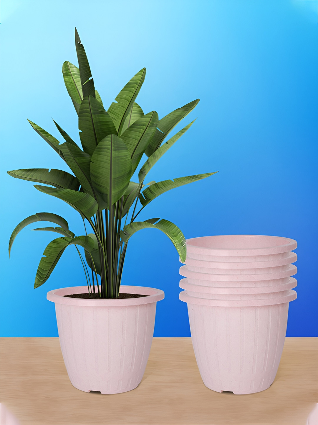 Kuber Industries Marble Duro Pink 6 Pieces Lightweight Planters
