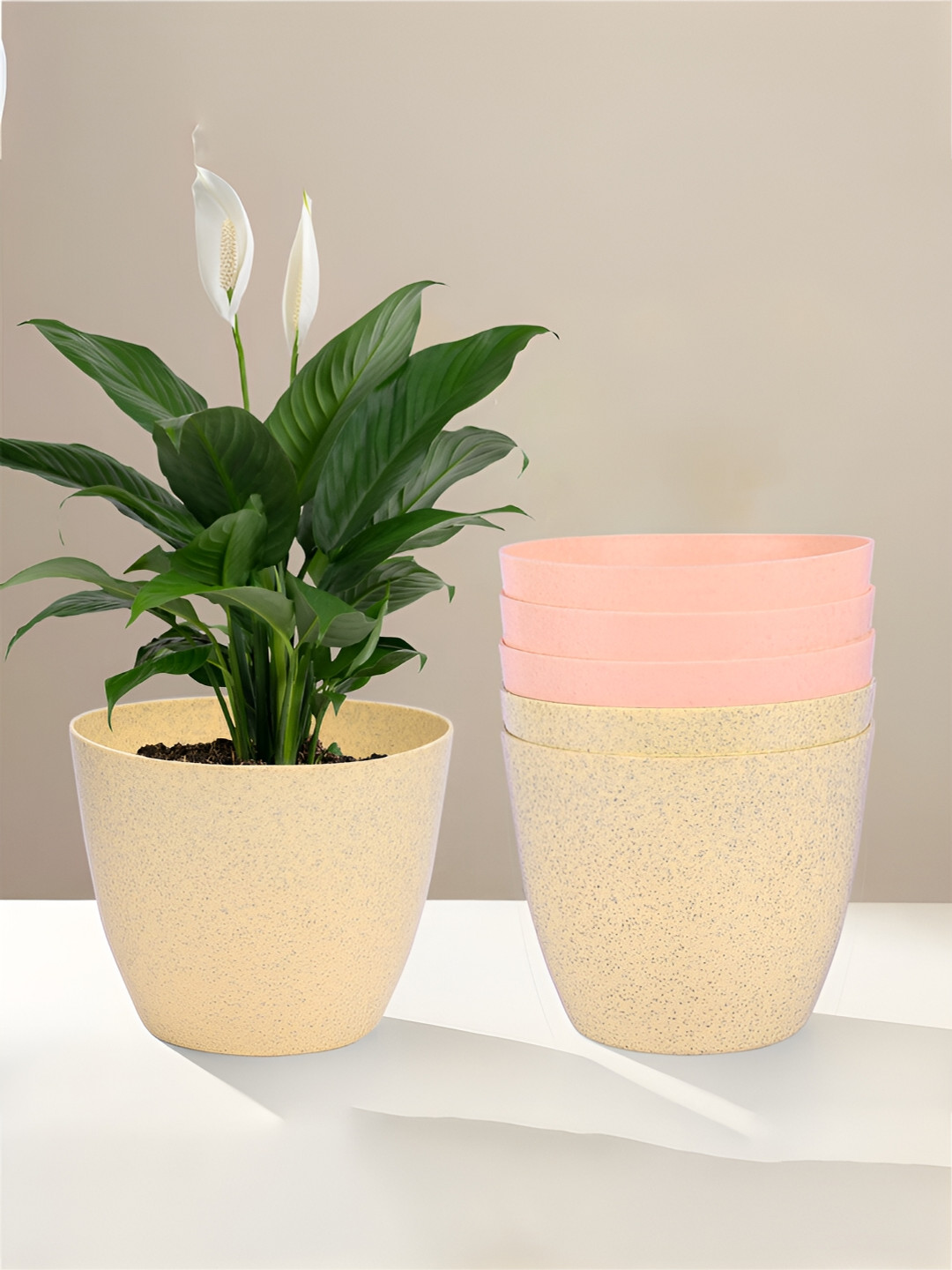 Kuber Industries Beige & Peach 6 Pieces  UV Protected Planters