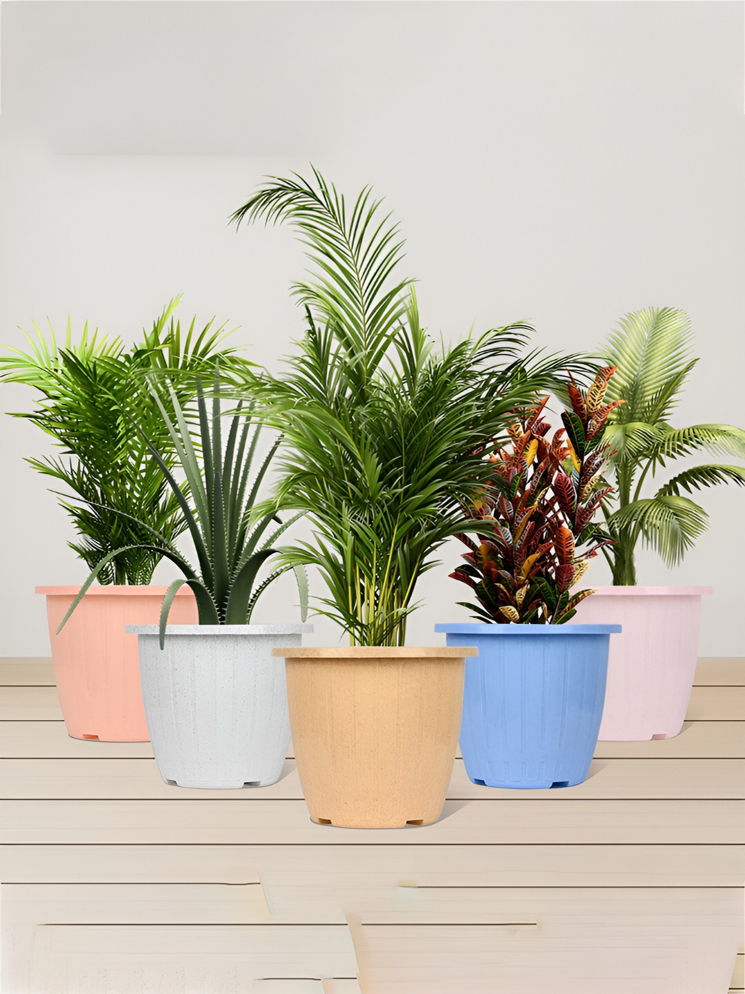 Kuber Industries Beige & Peach 12 Pieces  Marble Finish Planters