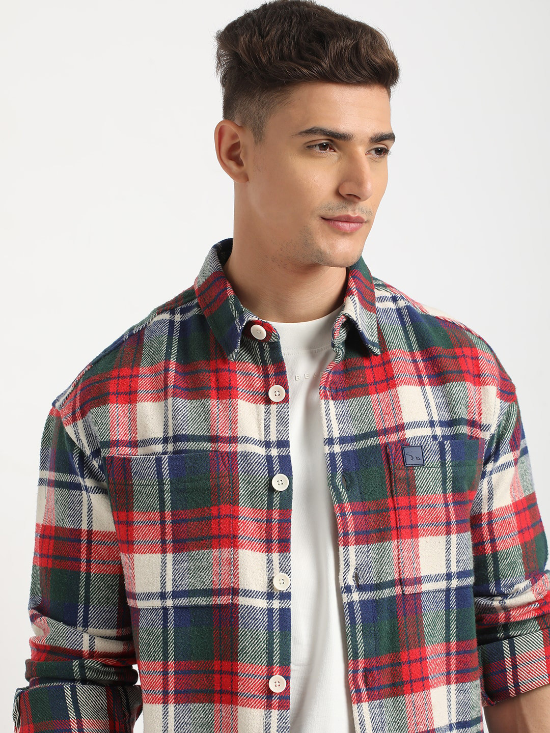 THE BEAR HOUSE Men Checkered Relaxed Fit Shacket