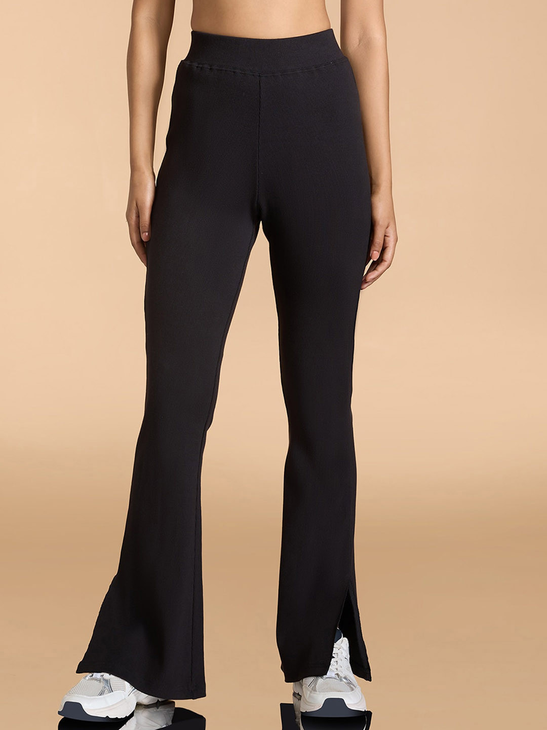 KICA Women Ribbed Relaxed-Fit High Waist Cotton Track Pants