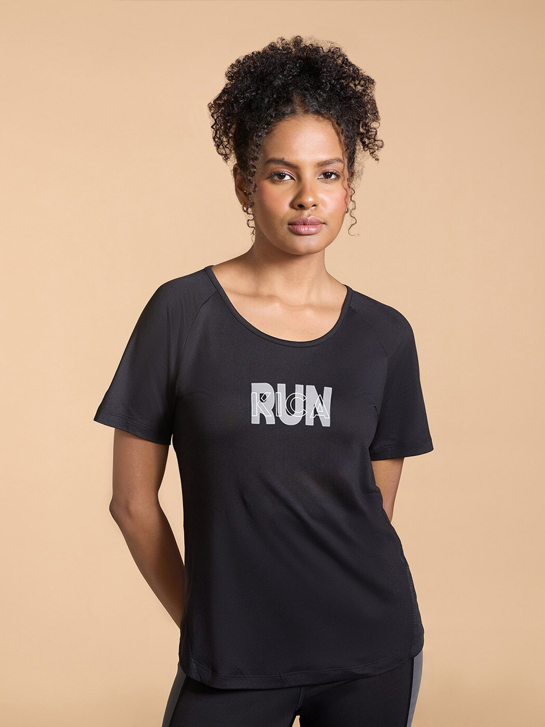 KICA Typography Printed Styled Back Running Top