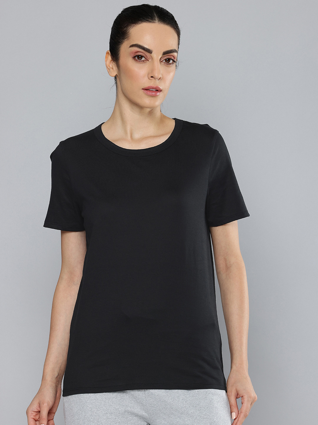 Decathlon Nyamba - Women Black Stretchable Gym T-Shirt