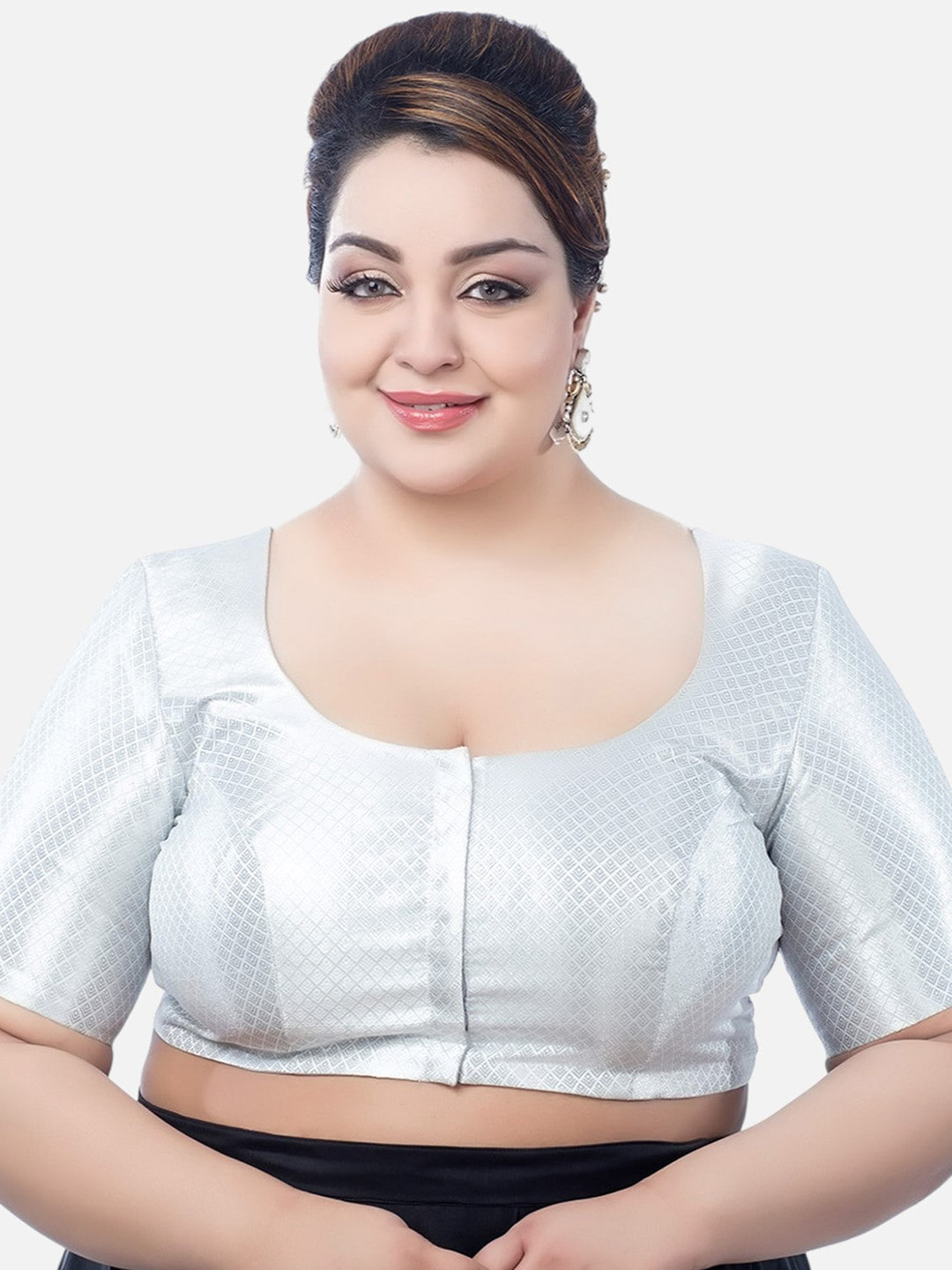 Biyu Plus Size Woven Design Brocade Saree Blouse