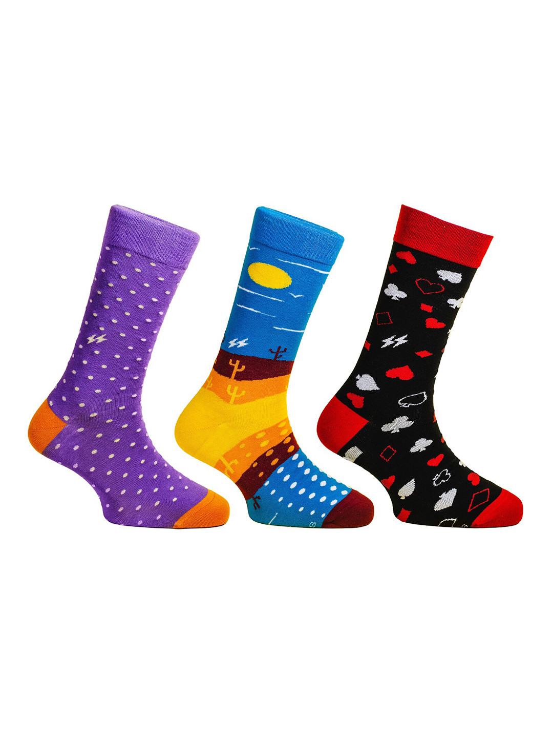 Papa Socks Head-Honcho Pack Of 3 Patterned Calf Length Socks
