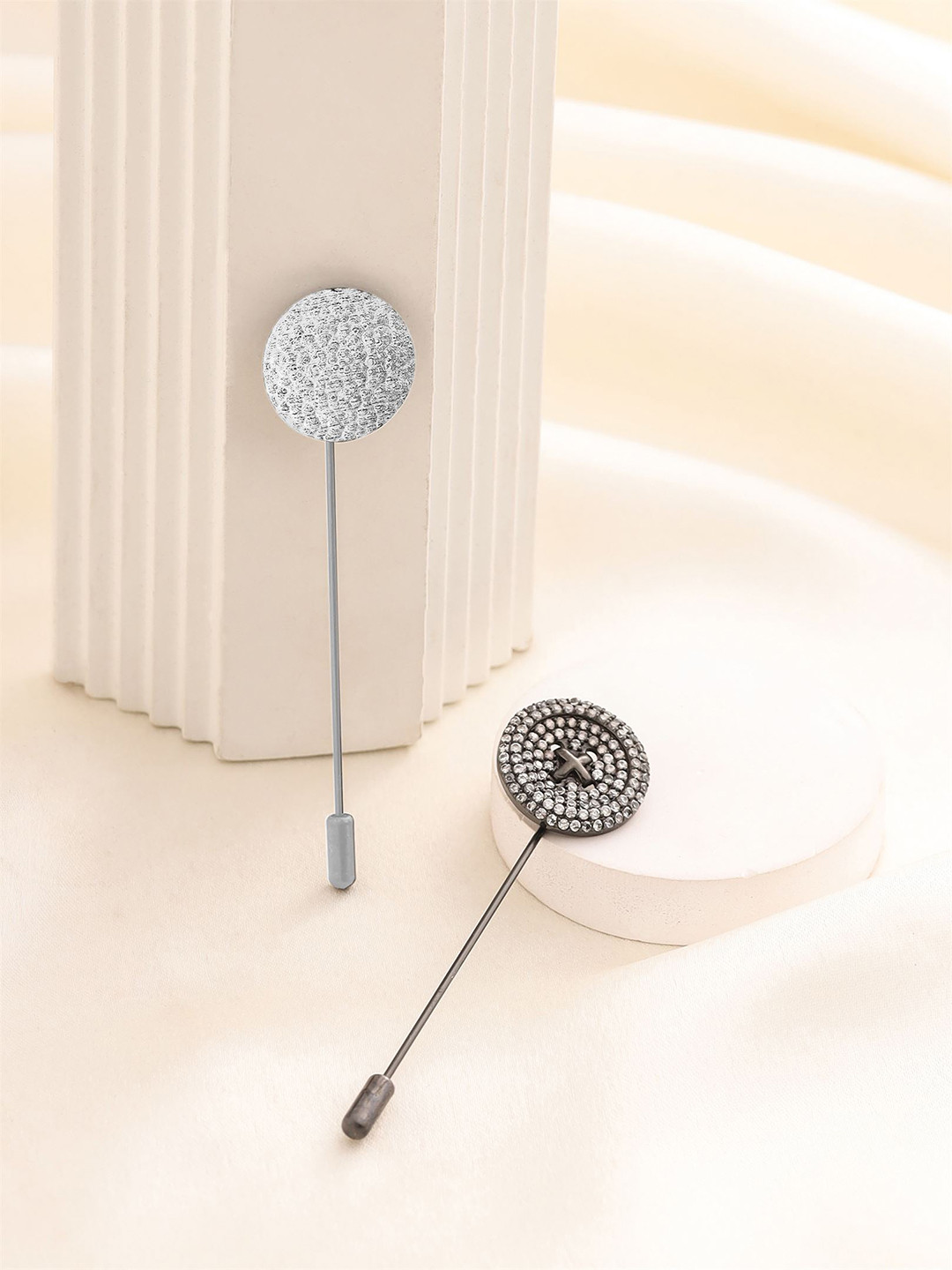 COSA NOSTRAA Men Set of 2 Studded Cross & Sandstorm Lapel Pin Accessory Gift Set