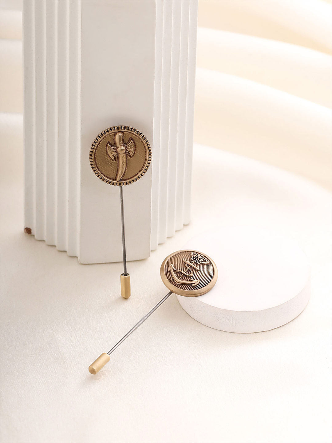 COSA NOSTRAA Men Set Of 2 Seafarer's Blade & Anchor Lapel Pins Accessory Gift Set of