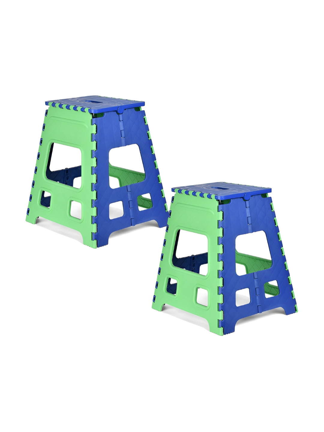 Kuber Industries Green & Blue 2 pieces Collapsible Outdoor Stool