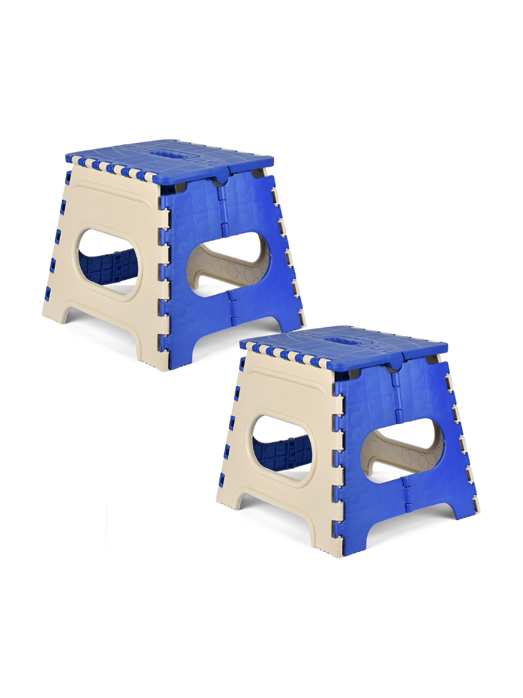 Kuber Industries Cream-Coloured & Blue 2 Pieces Plastic Step Stool
