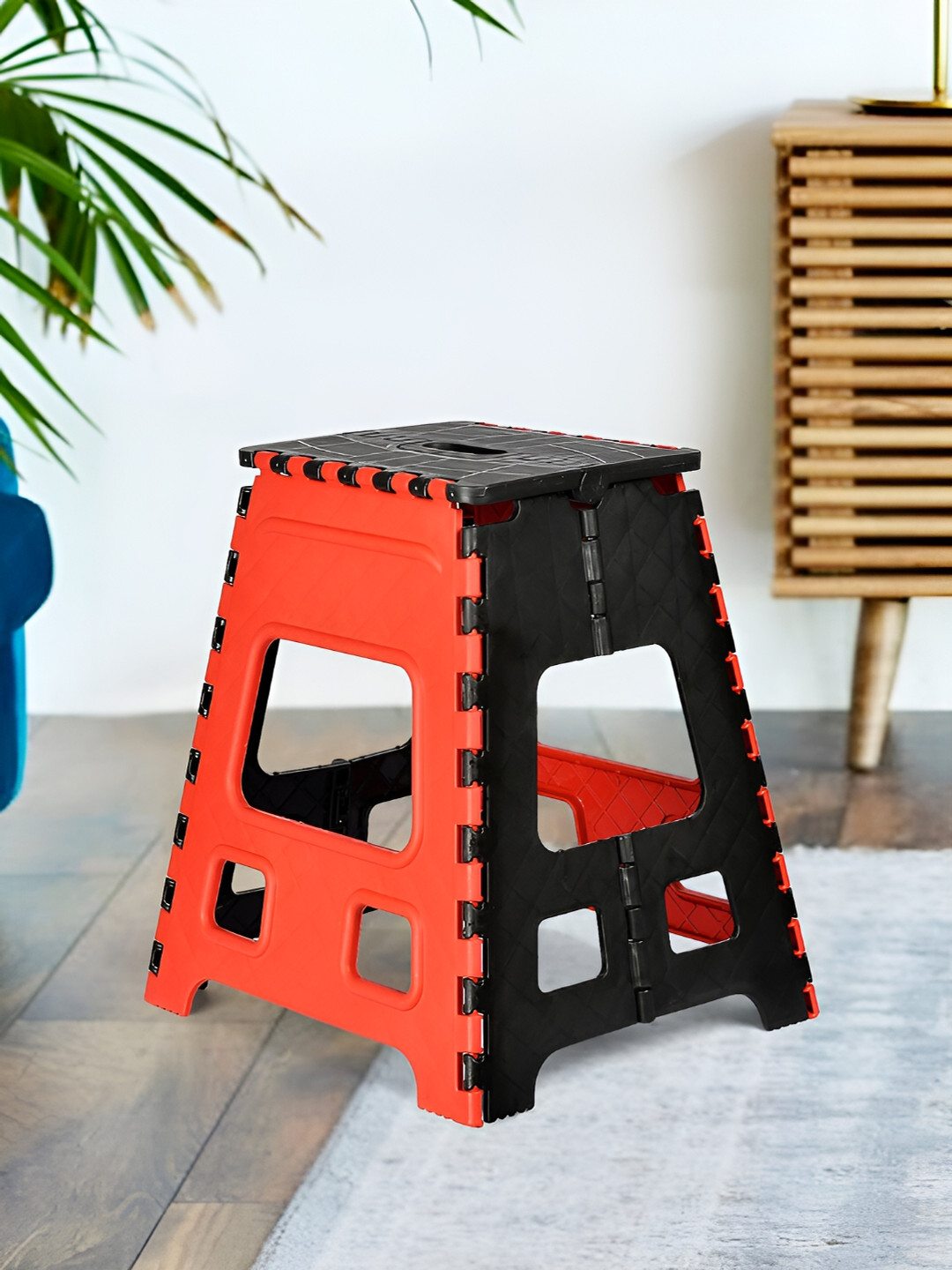 Kuber Industries Red & Black Collapsible Outdoor Stool