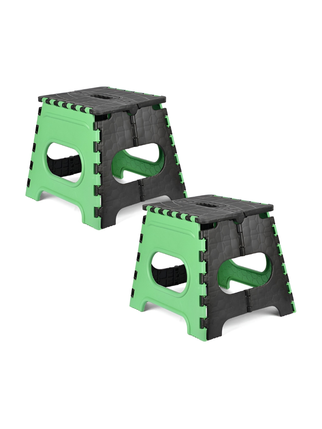 Kuber Industries Green & Black 2 Pieces Plastic Step Stool