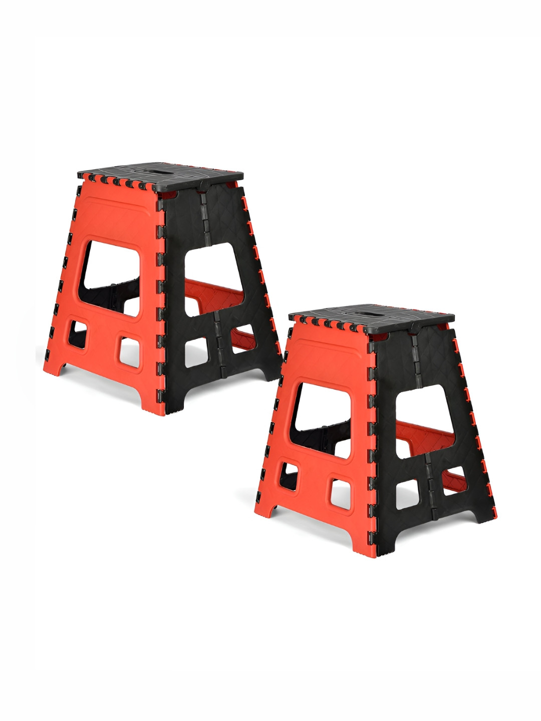 Kuber Industries Red & Black 2 piece  Collapsible Stool Outdoor