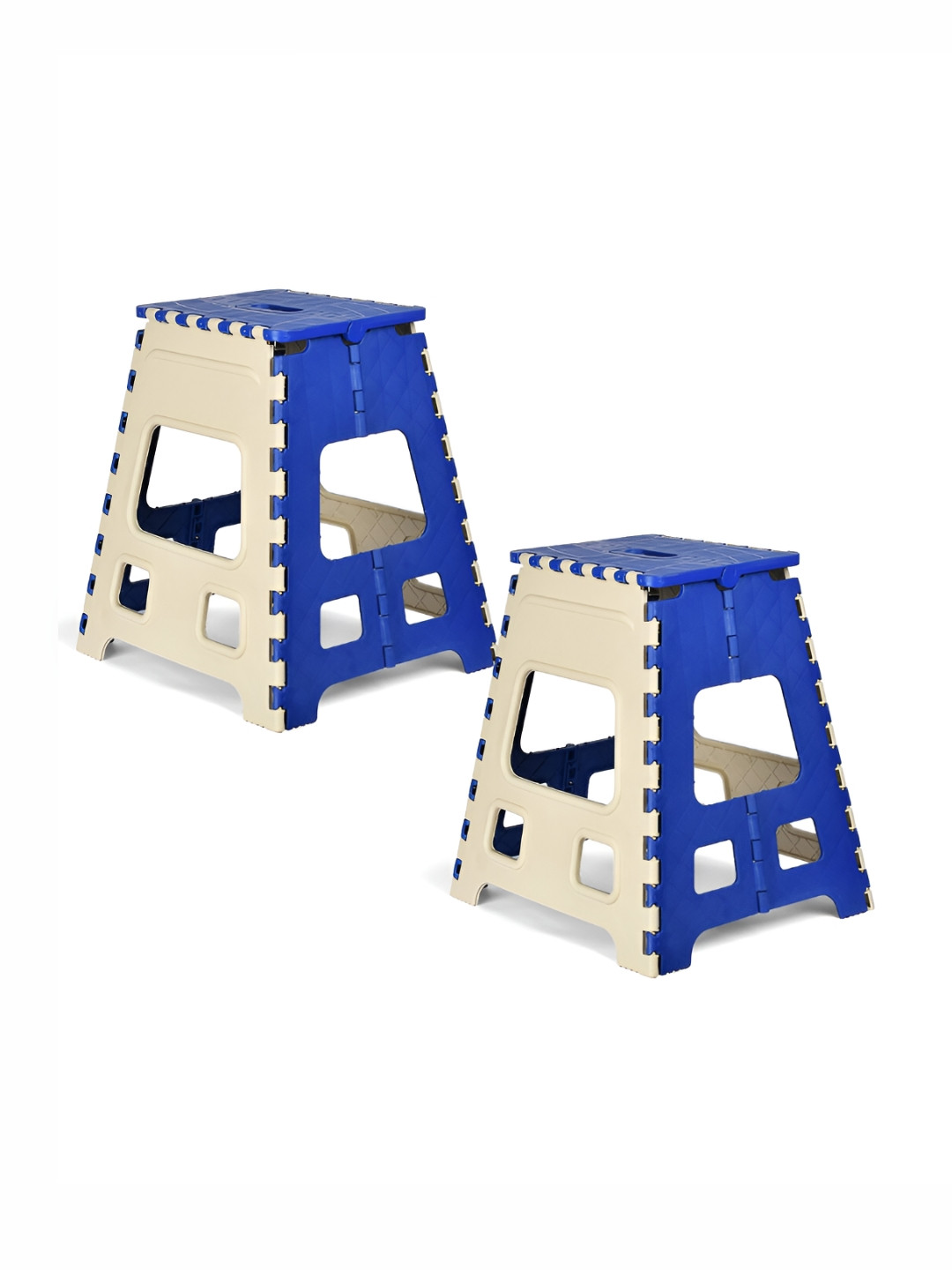 Kuber Industries Cream-Coloured & Blue 2 Pieces Plastic Step Stool
