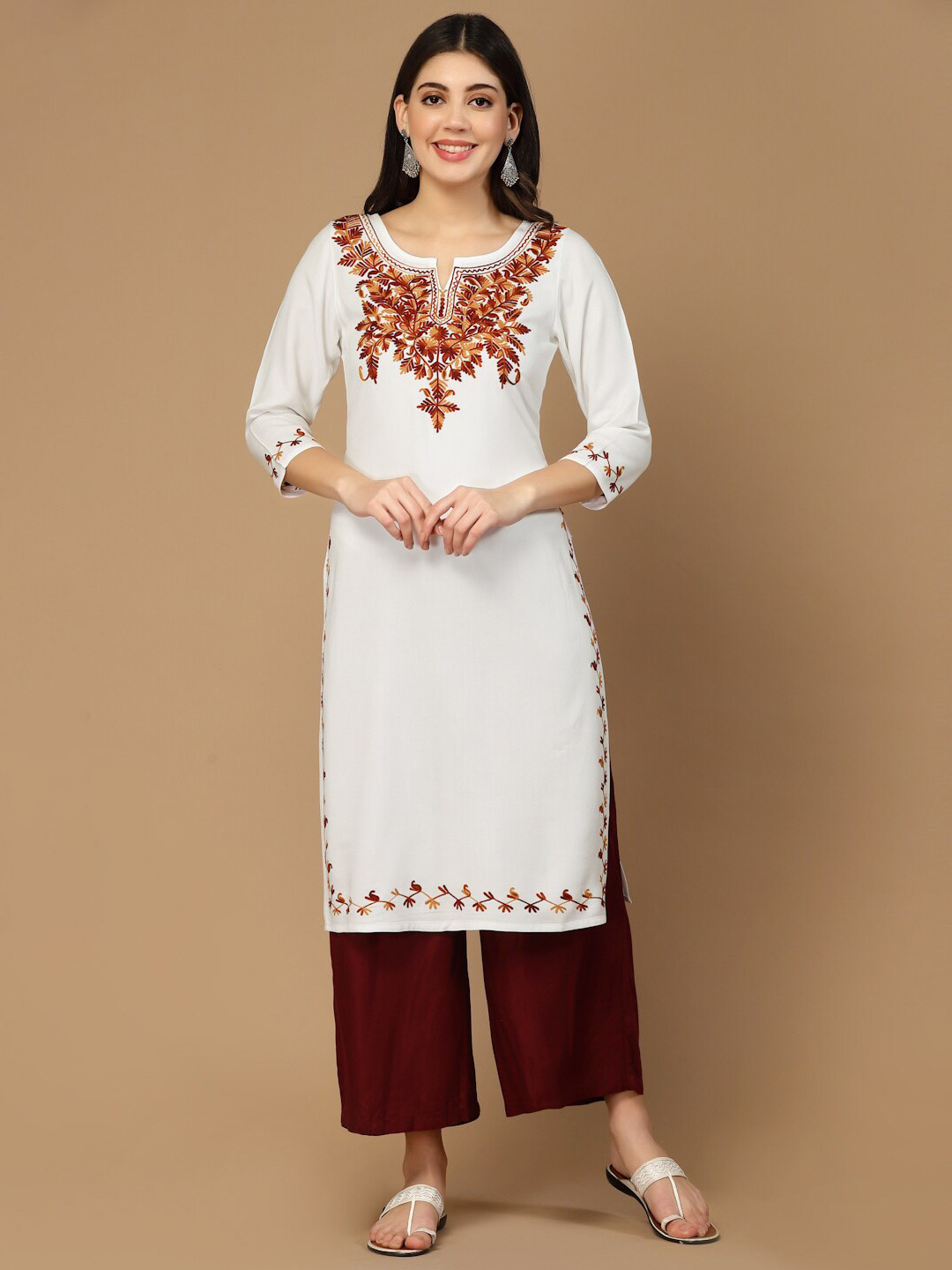 QAZMI Ethnic Motifs Aari Embroidered Kurta