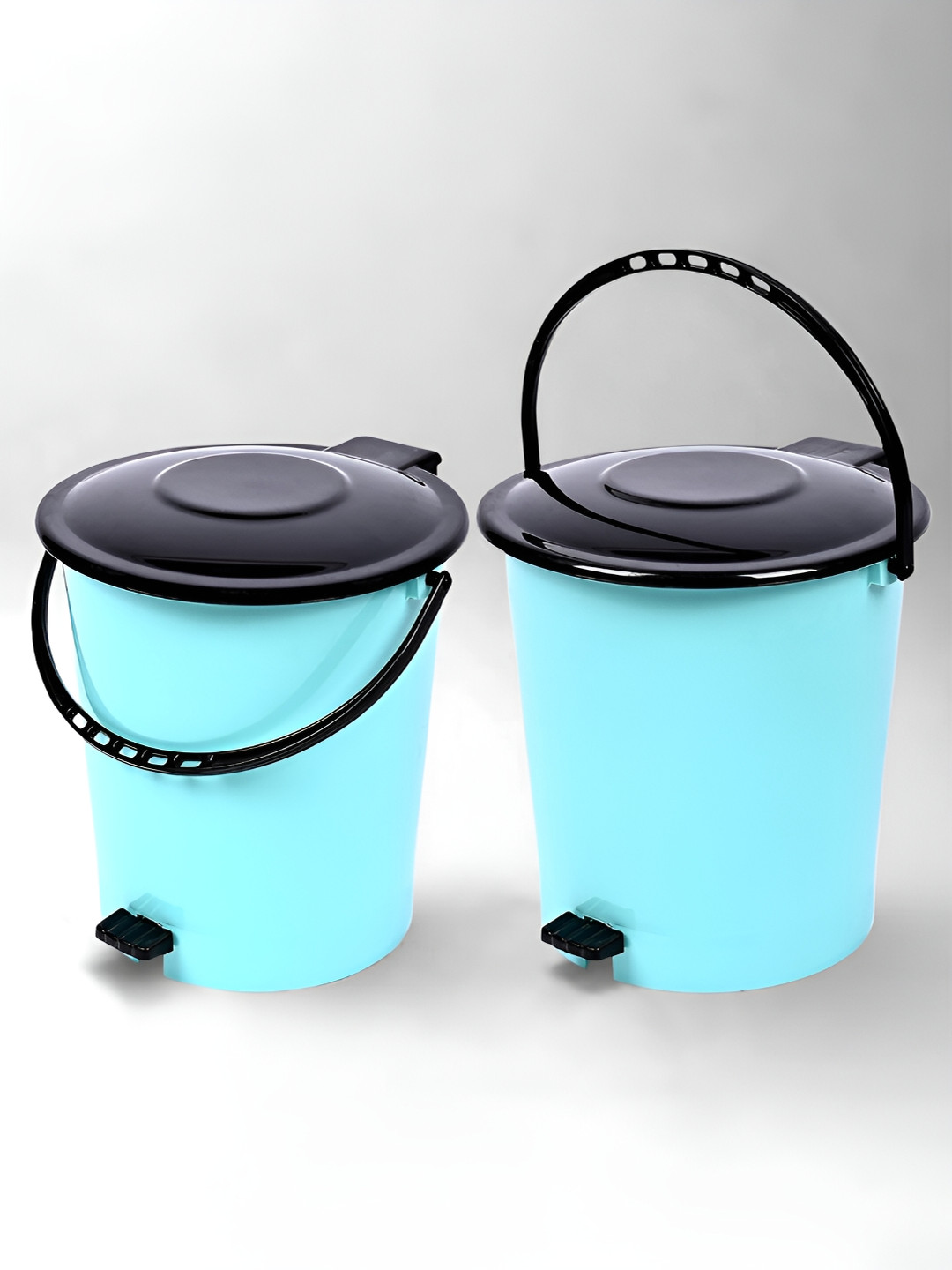 Kuber Industries Green & Black 2 Pieces Pedal Dust Bins 10 L