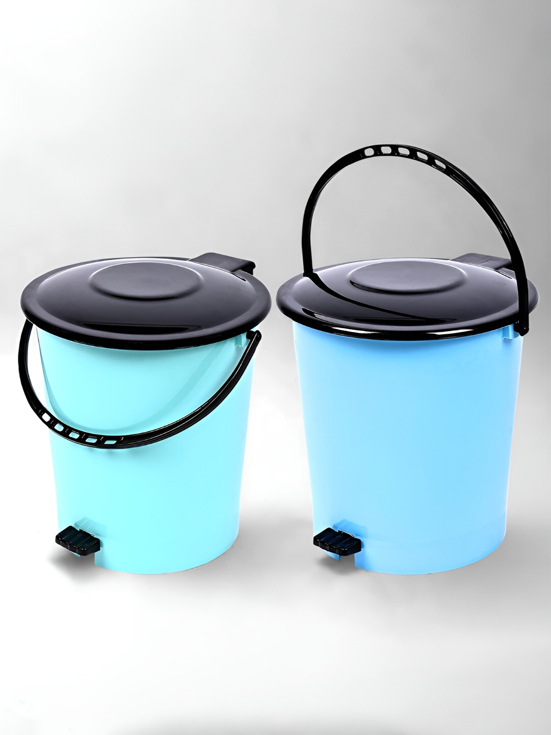 Kuber Industries Blue & Green 2 Pieces Pedal Dust Bins 10 L