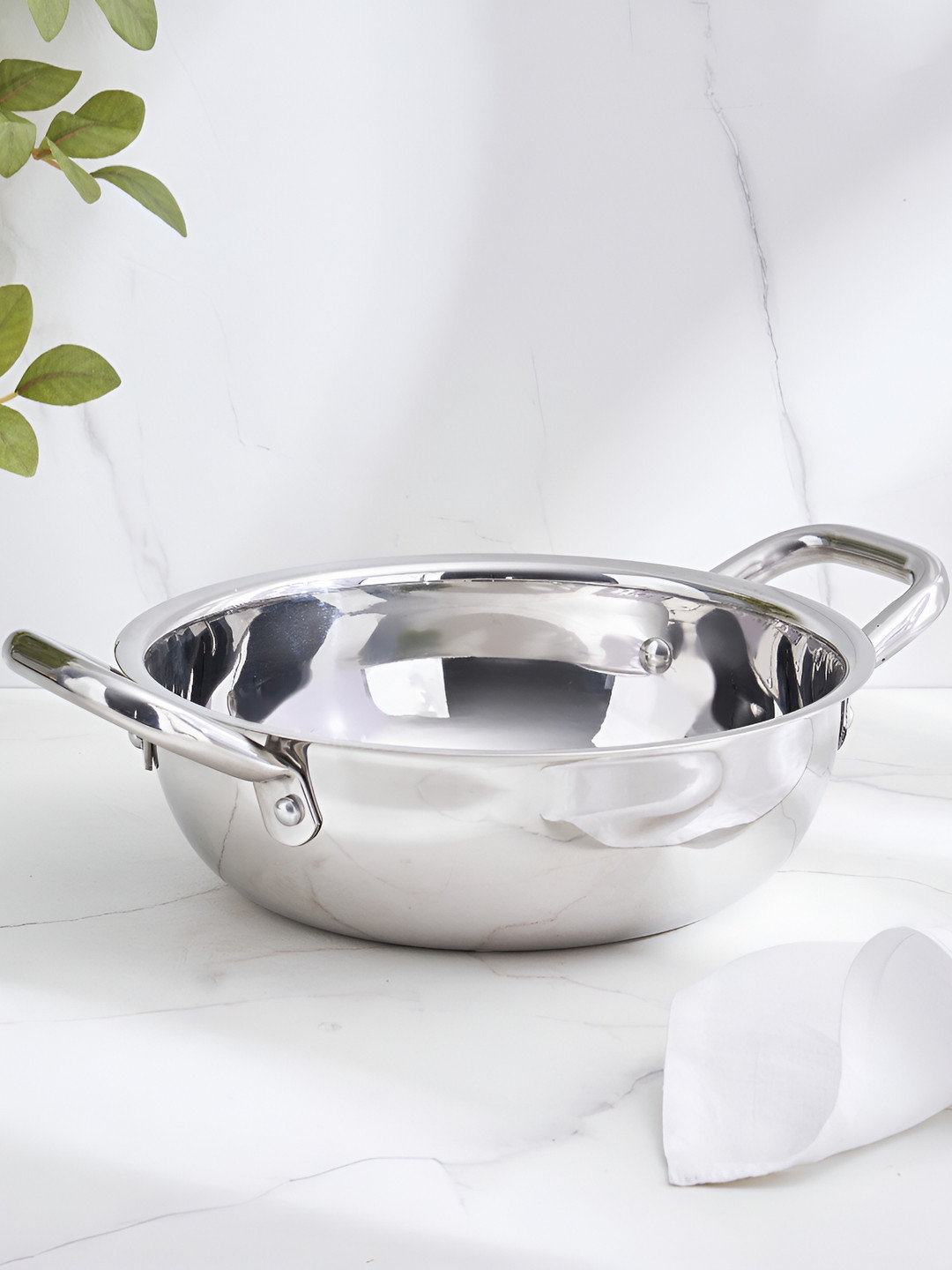 Home Centre Adalyn Grit Stainless Steel Kadhai 1.5 L