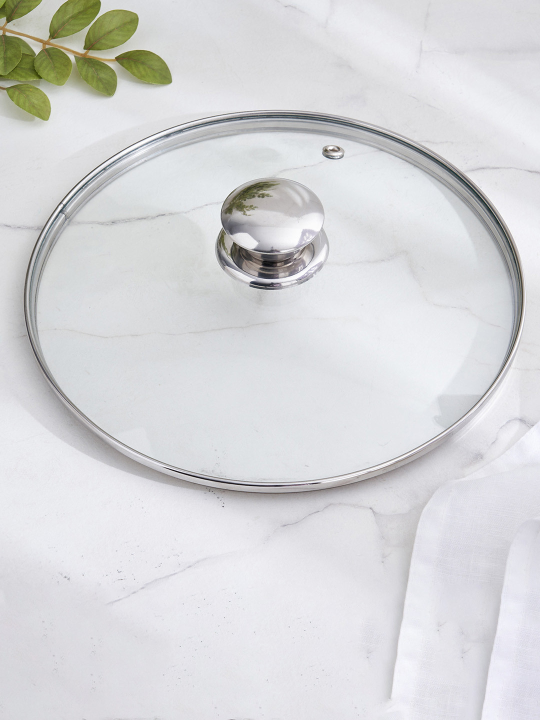 Home Centre Adalyn Grit Transparent Round Glass Lid - 23cm