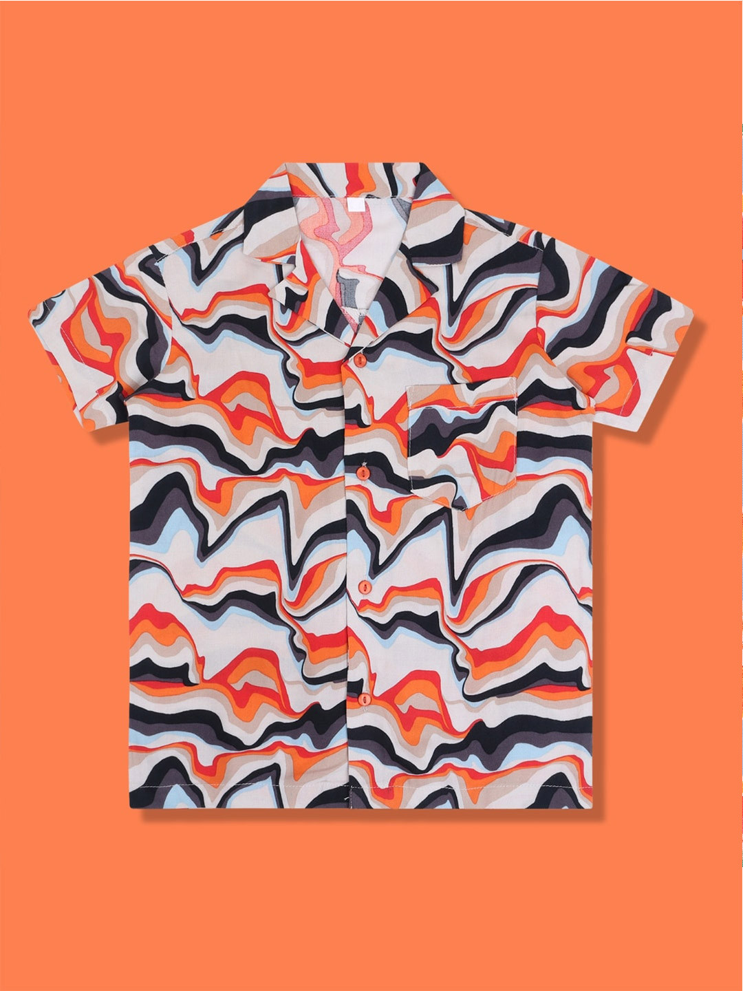 Superminis Boys Standard Abstract Printed Cuban Collar Shirt