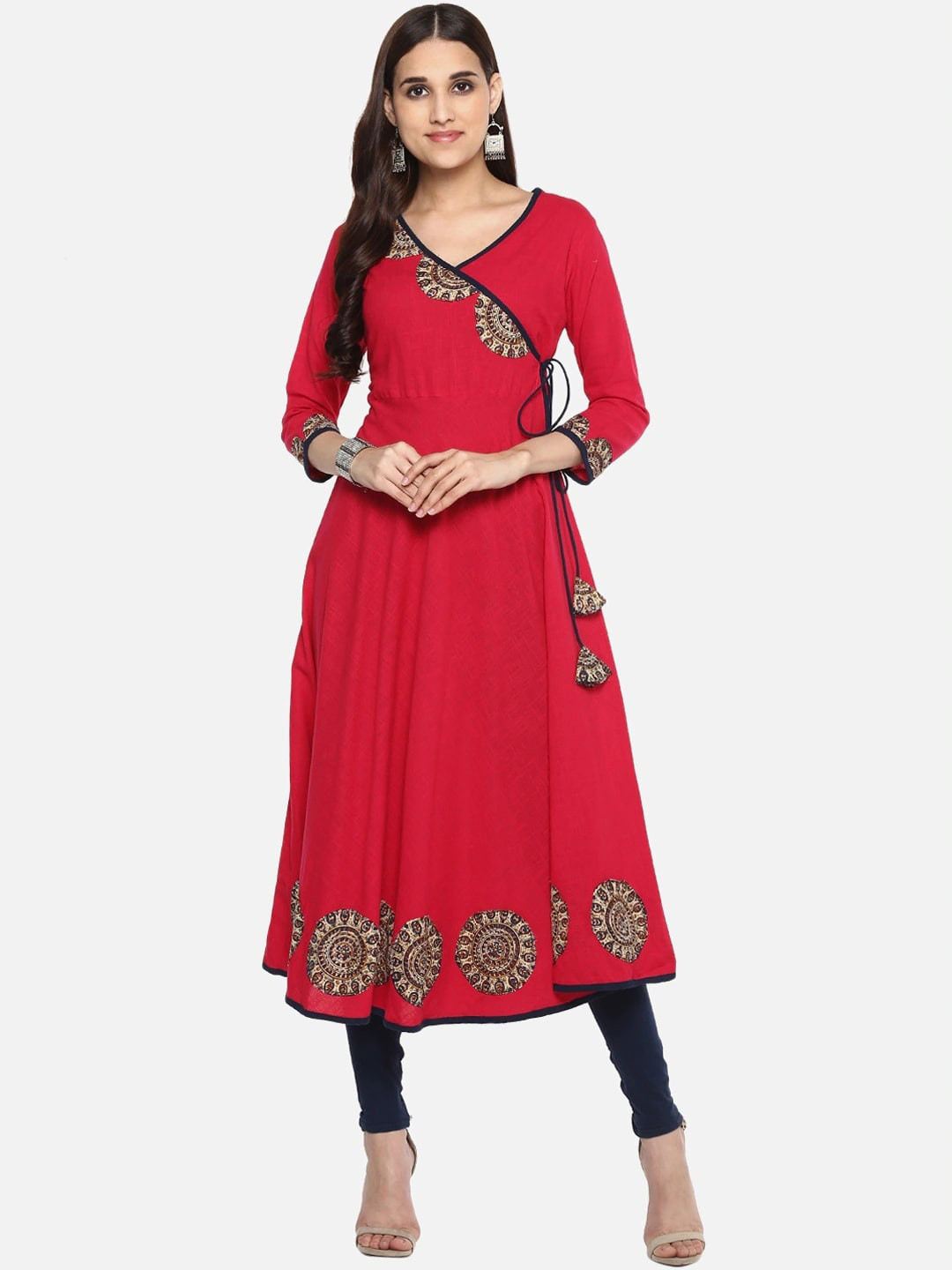 KALINI Kalamkari Patchwork Angrakha Anarkali Kurta