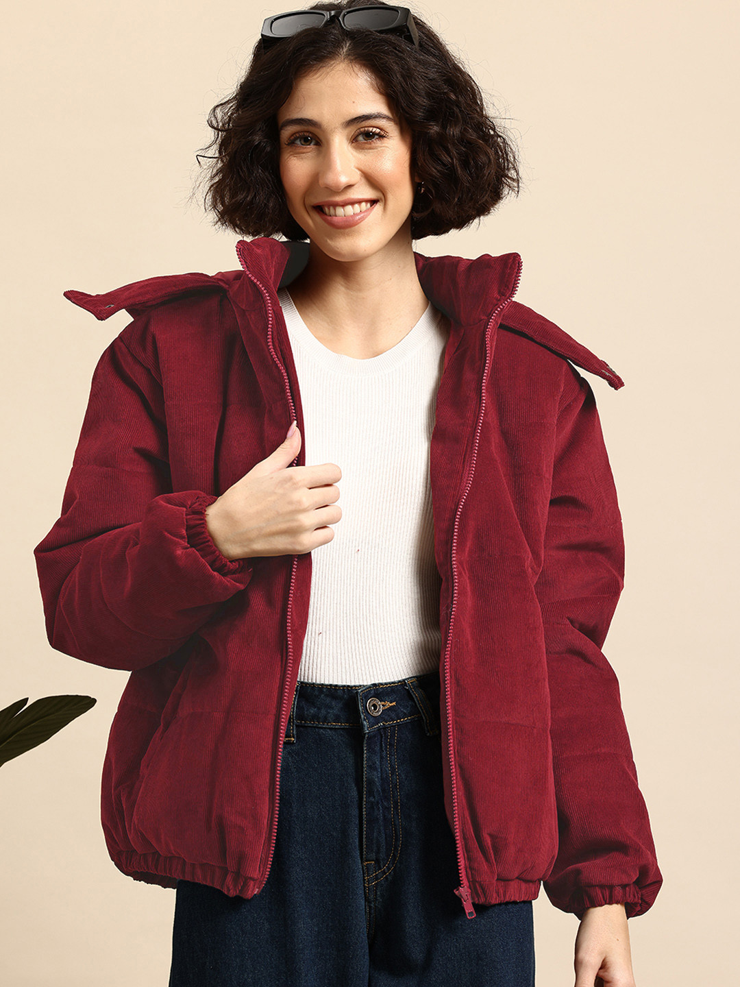 Mast & Harbour Corduroy Padded Hooded Jacket