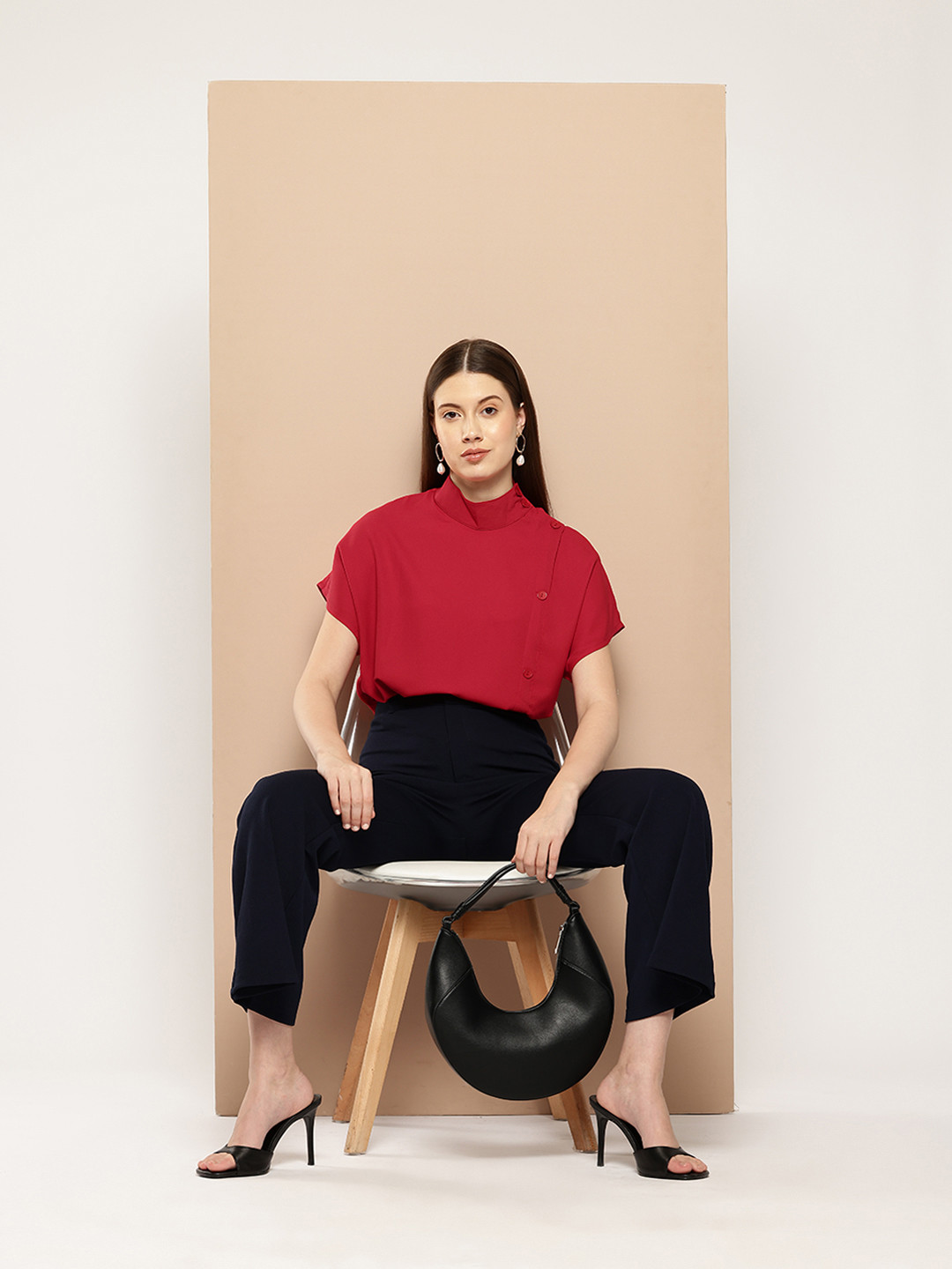 her by invictus Asymmetric Placket Extended Sleeves Top