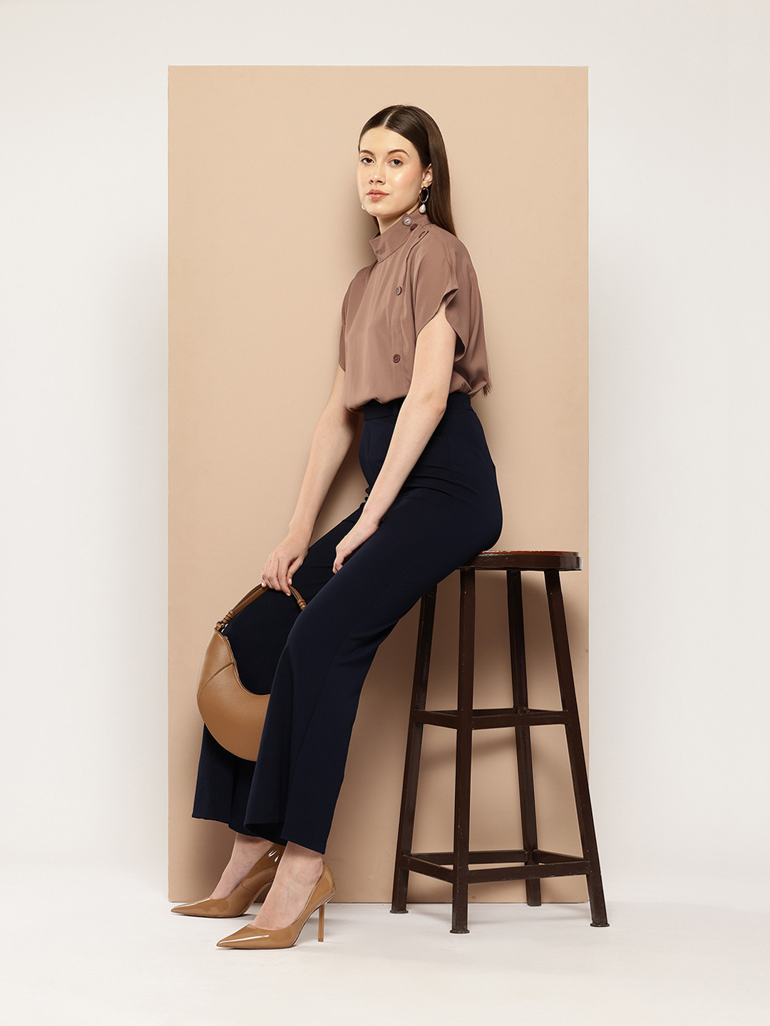 her by invictus Asymmetric Placket Extended Sleeves Top