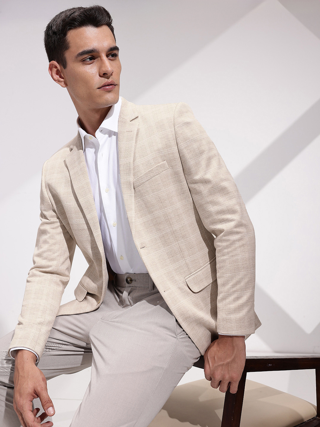 INVICTUS Slim Fit Checked Semiformal Blazers