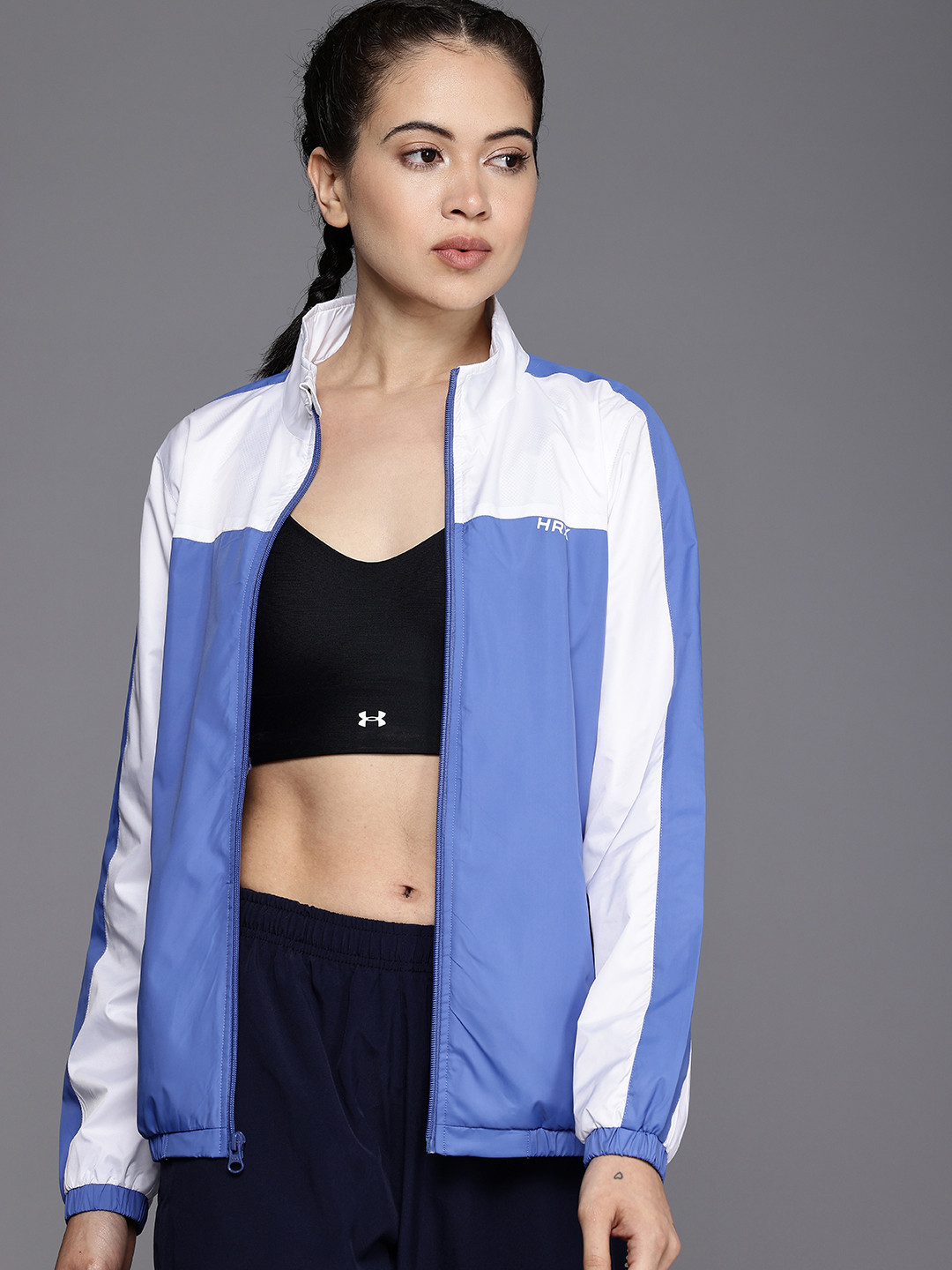 HRX by Hrithik Roshan Rapid Dry Antimicrobial Finish Colourblocked Running Bomber Jacket