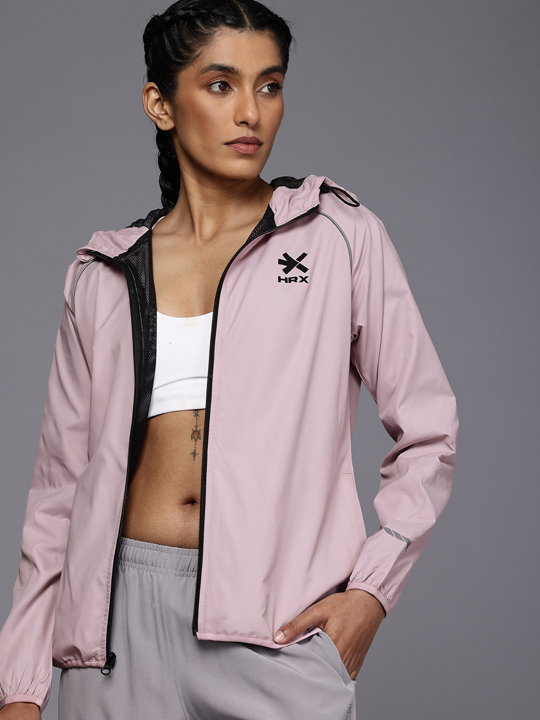HRX by Hrithik Roshan Rapid-Dry Antimicrobial Running Hooded Sporty Jacket