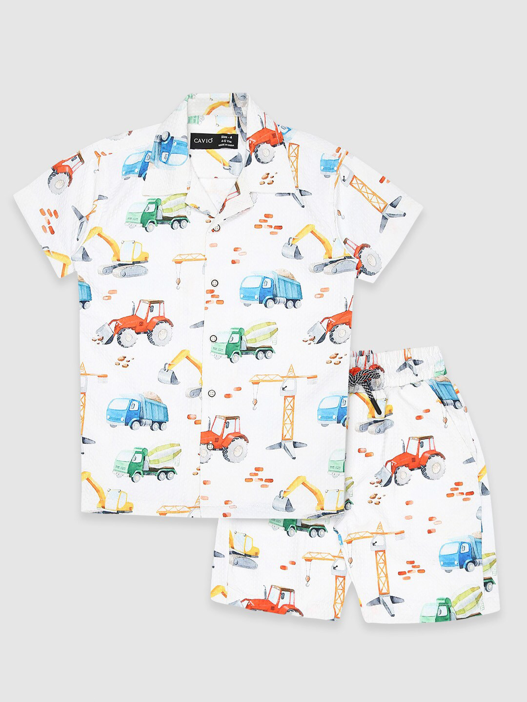 CAVIO Boys Printed Polo Collar Shirt With Short