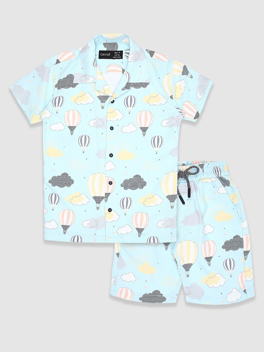 CAVIO Boys Printed Shirt Collar Shirt With Short