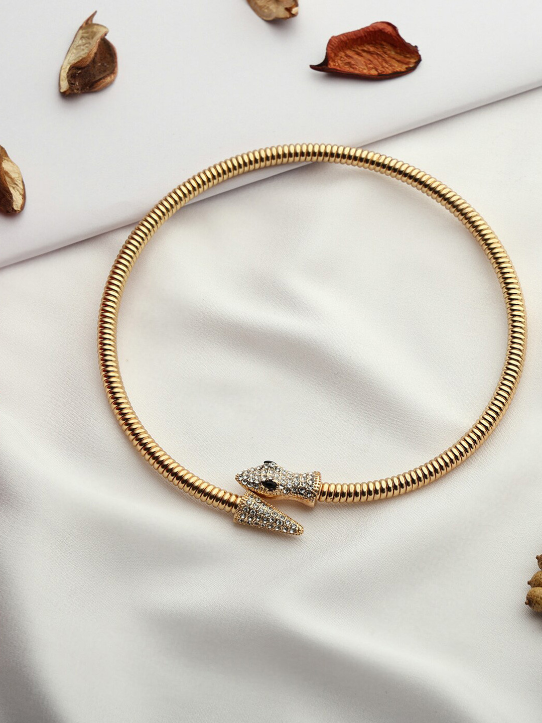 VENI Gold-Plated Stone Studded Phython Hasli Necklace