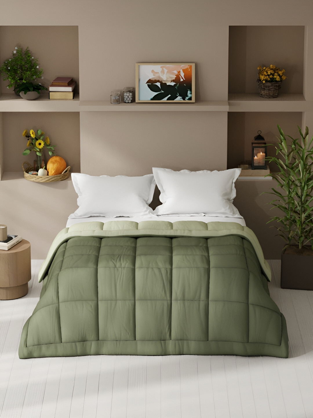 KOPA Olive Green Microfiber AC Room 150 GSM Double Bed Comforter