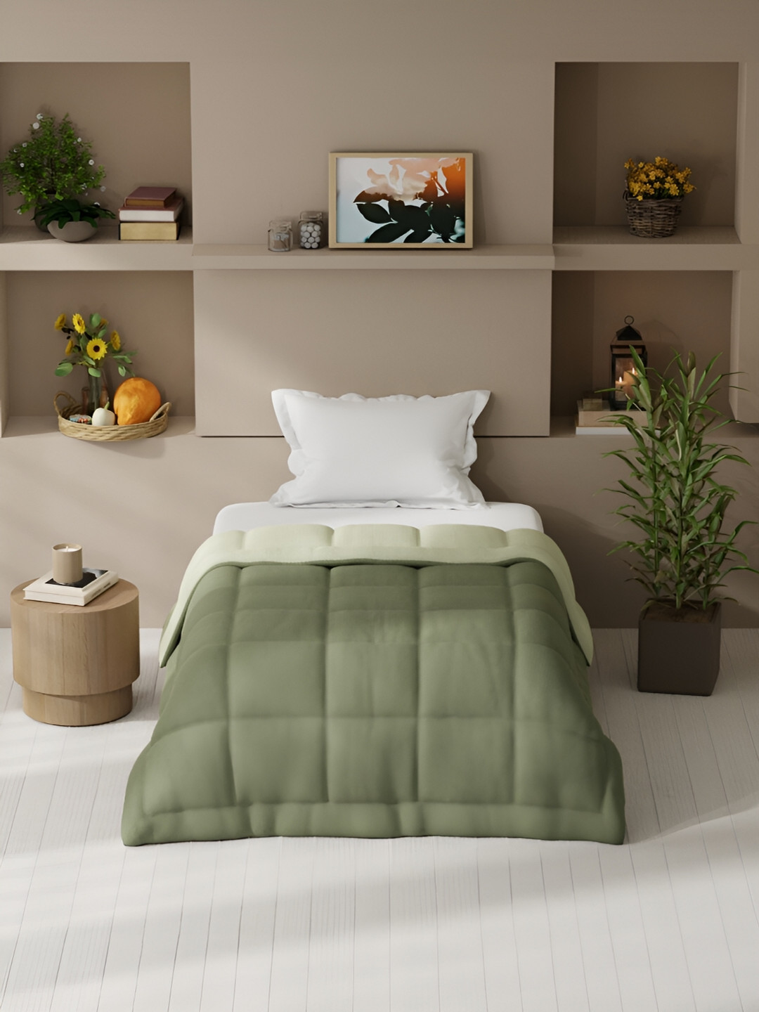 KOPA Olive Green Microfiber AC Room 150 GSM Single Bed Comforter