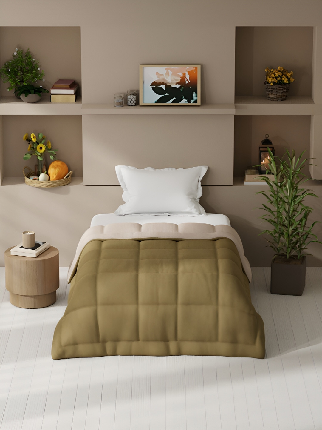 KOPA Brown & Peach-Coloured Microfiber AC Room 150 GSM Single Bed Comforter
