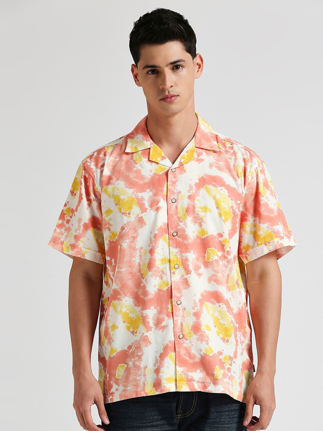 Pepe Jeans Relaxed Tie And Dye Cuban Collar Cotton Casual Shirt