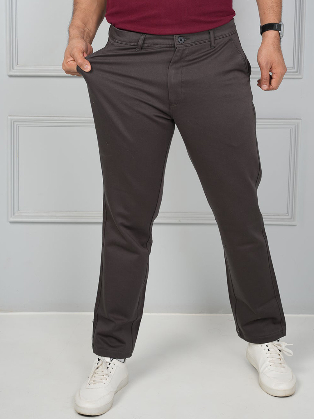 JOHN WATSON Men Mid-Rise Comfort Chinos Trousers