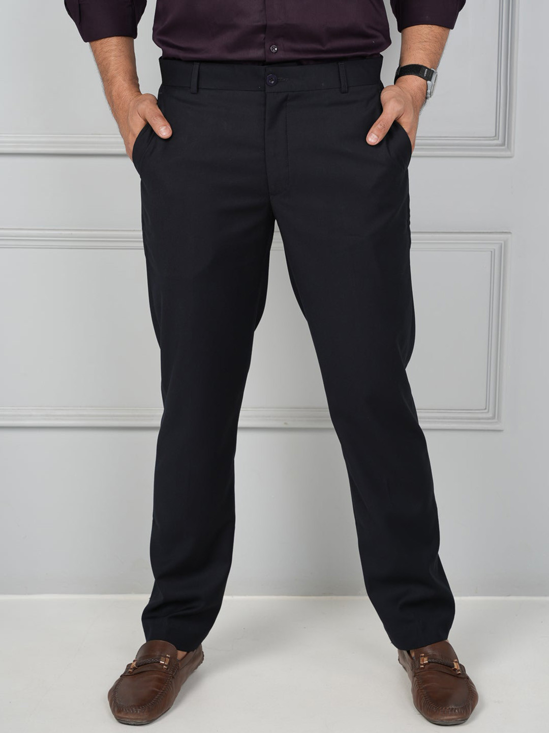 JOHN WATSON Men Cotton Comfort Formal Trousers