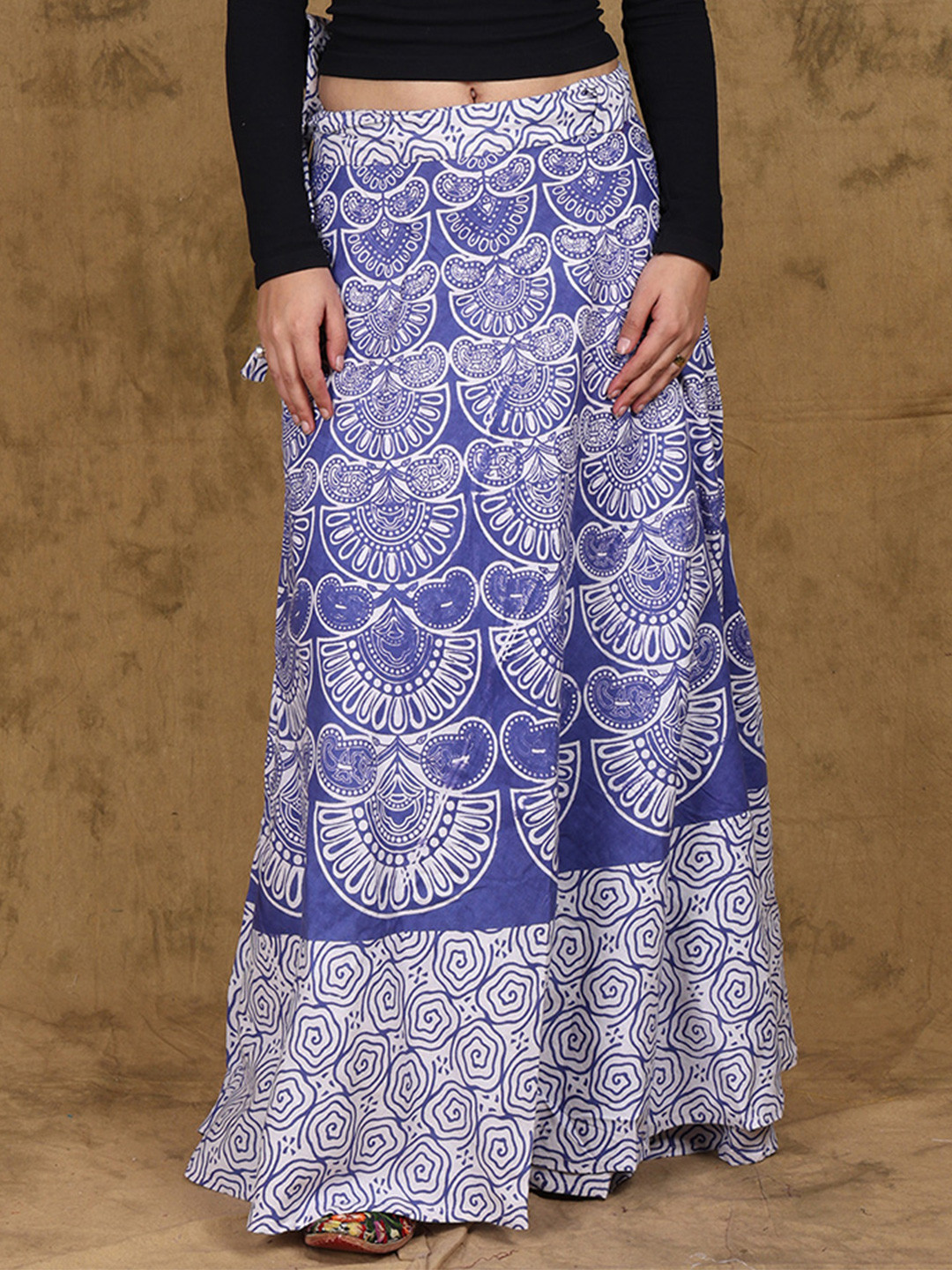 Exotic India Storm-Wrap-around Long Maxi Skirt