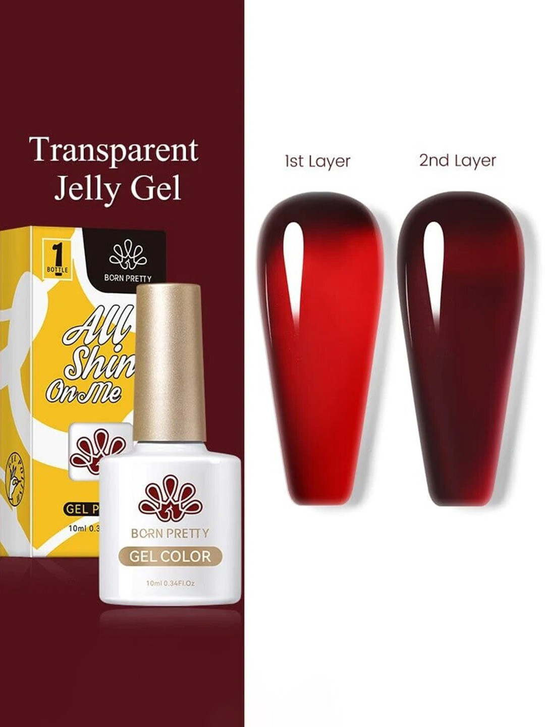 BORN PRETTY Jelly Nude Gel Nail Polish Nail Gel Soak Off Varnish -10ml- JN48