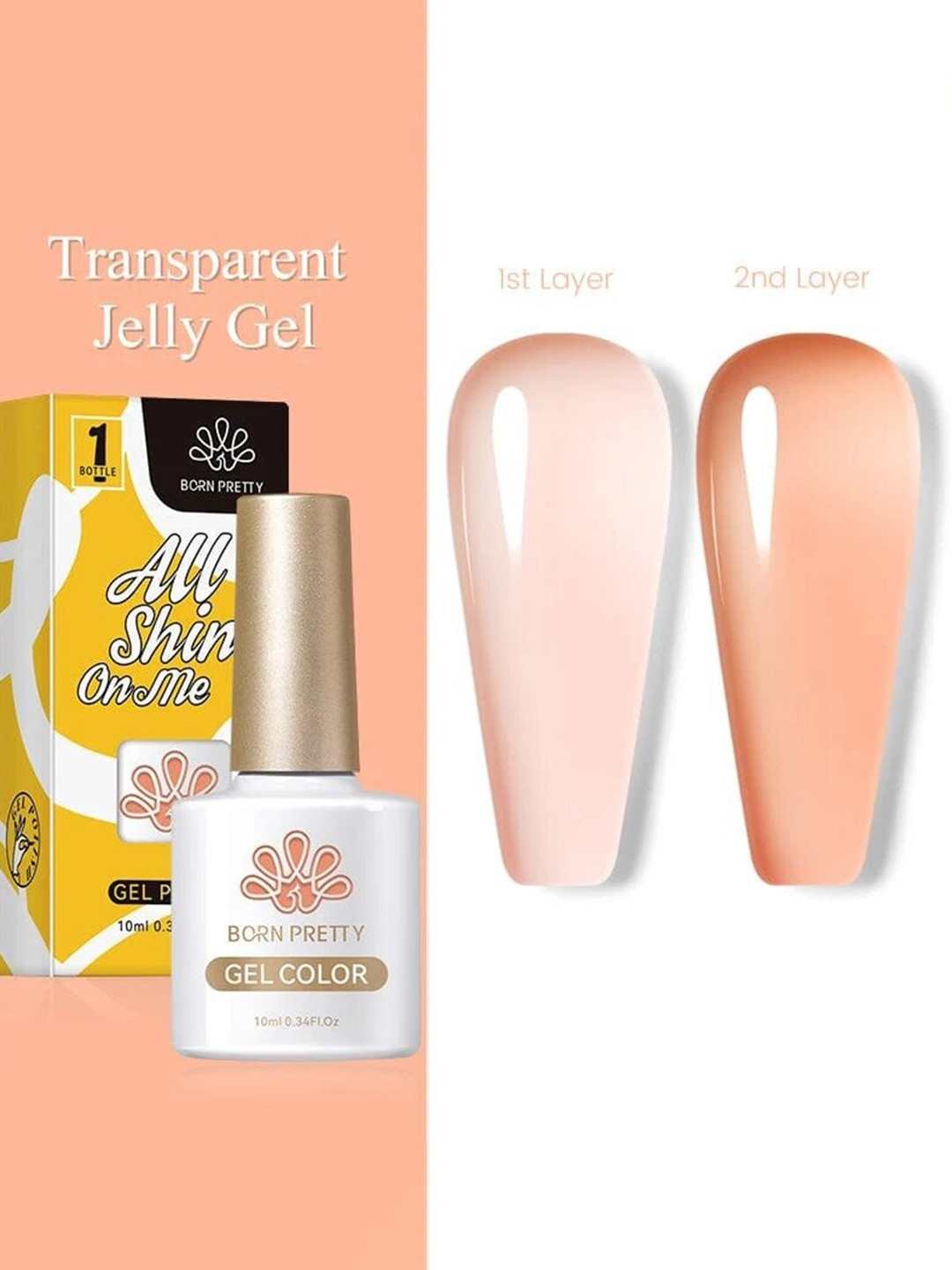 BORN PRETTY Jelly Nude Gel Nail Polish Nail Gel Soak Off Varnish -10ml- JN26