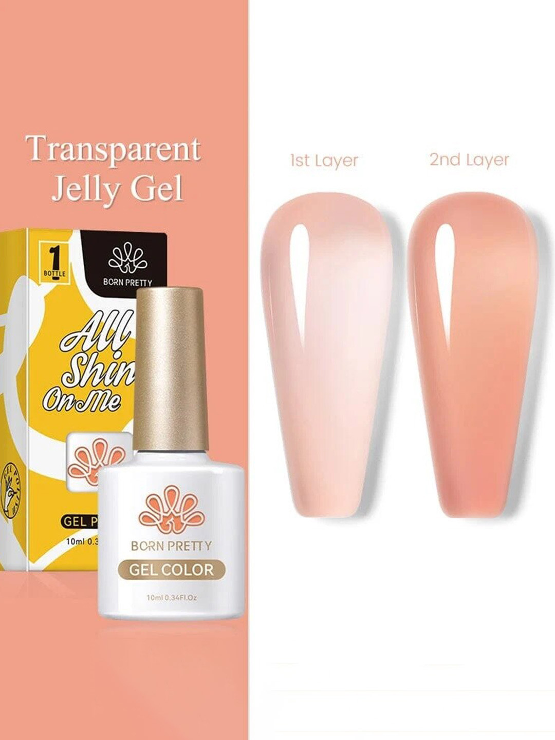 BORN PRETTY All Shine On Me Soak Off Gel Nail Polish - 10ml - JN16