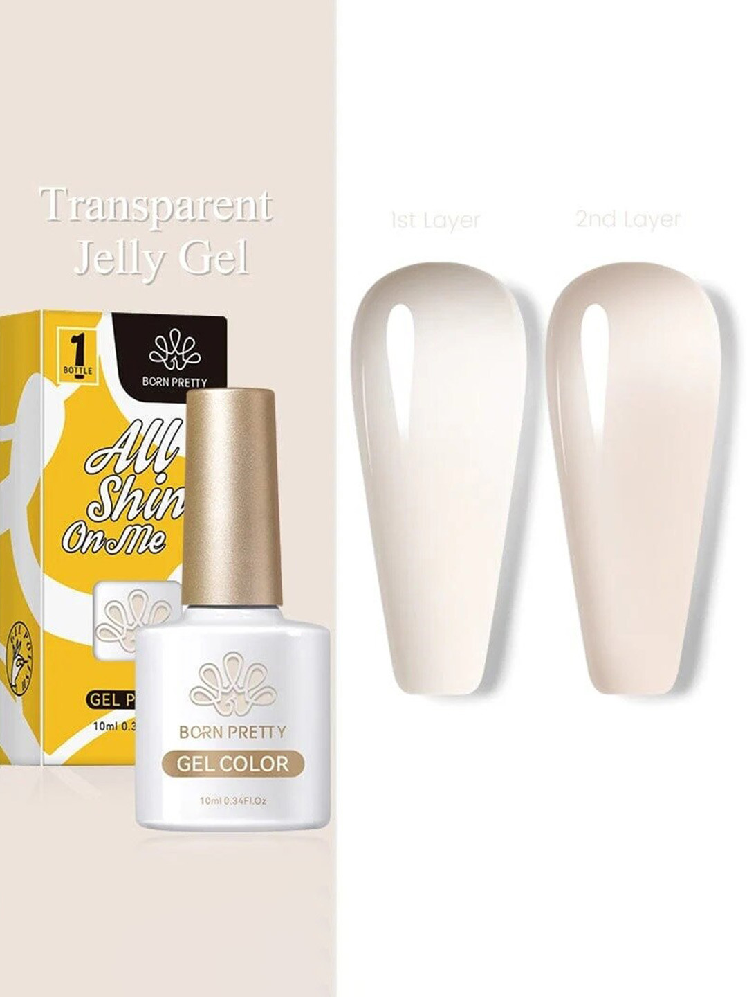 BORN PRETTY Jelly Nude Gel Soak Off Gel Nail Polish - 10 ml - JN12