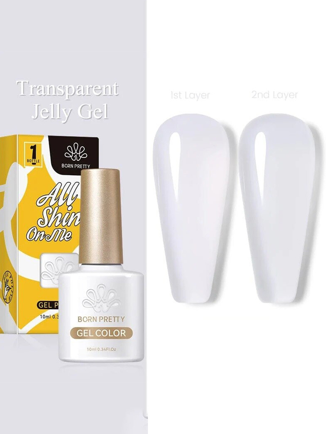 BORN PRETTY All Shine On Me Jelly Nude Soak Off Varnish Gel Nail Polish 10ml - JN01