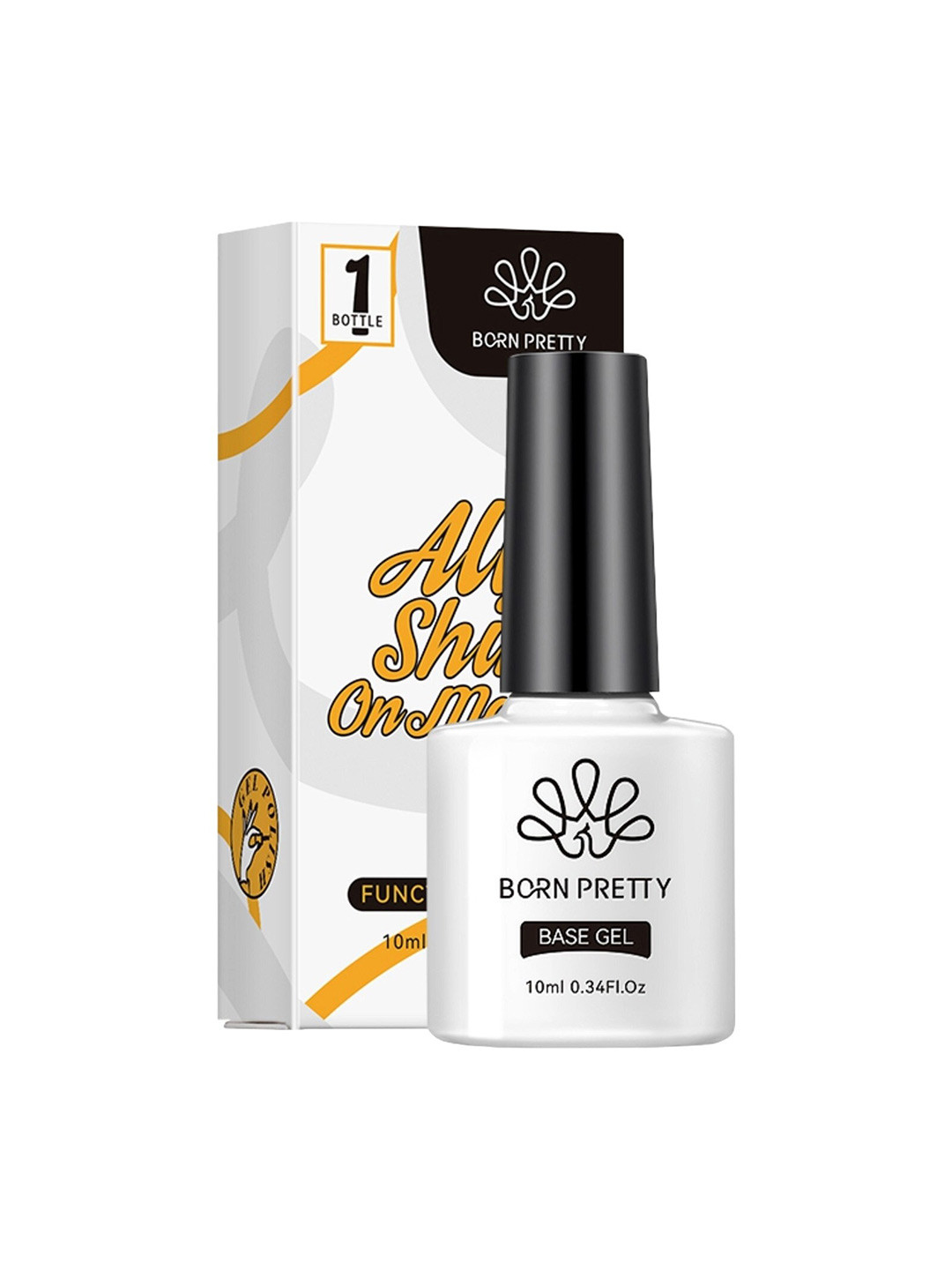BORN PRETTY All Shine On Me Soak Off Varnish Rubber Base Gel Nail Polish 10ml - Clear