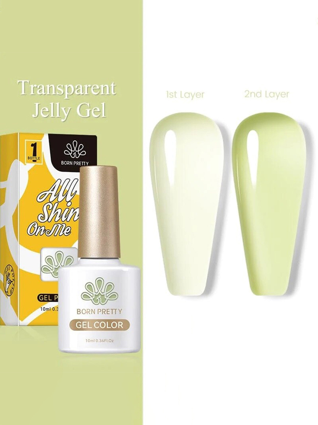 BORN PRETTY All Shine On Me Jelly Nude Soak Off Varnish Gel Nail Polish 10ml - JN33