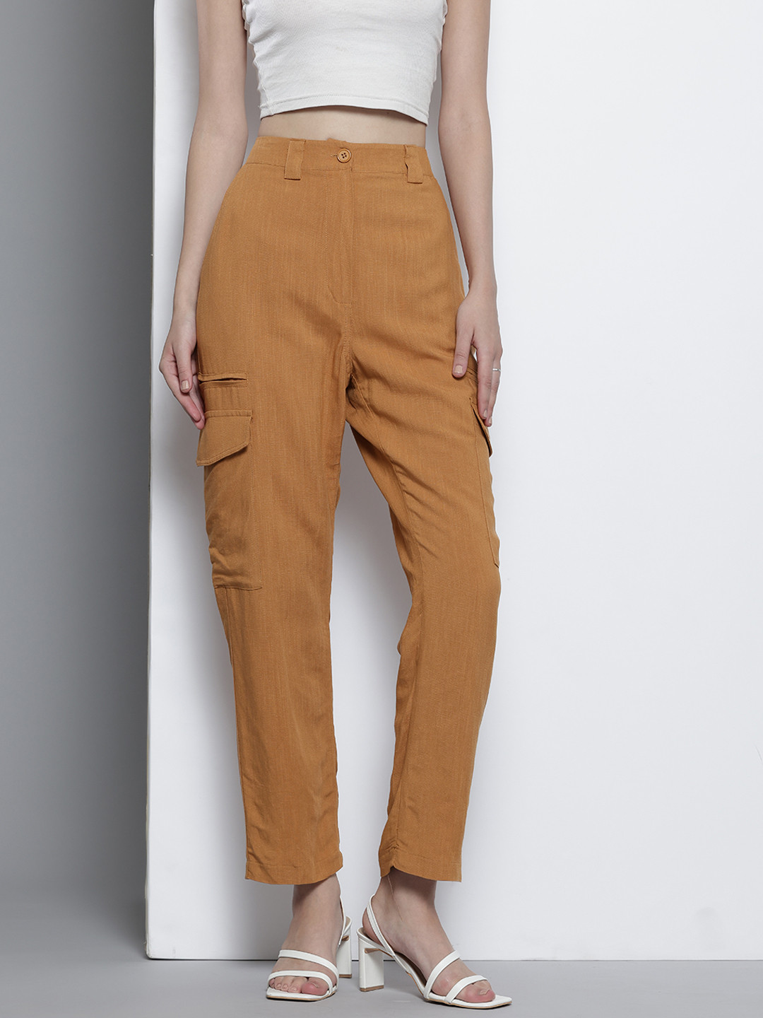 NA-KD Women Straight Fit High-Rise Cargos
