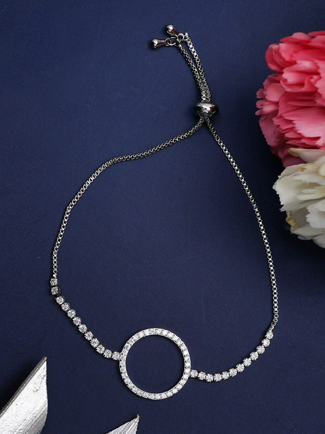 Designbox Cubic Zirconia Adjustable Wraparound Bracelet
