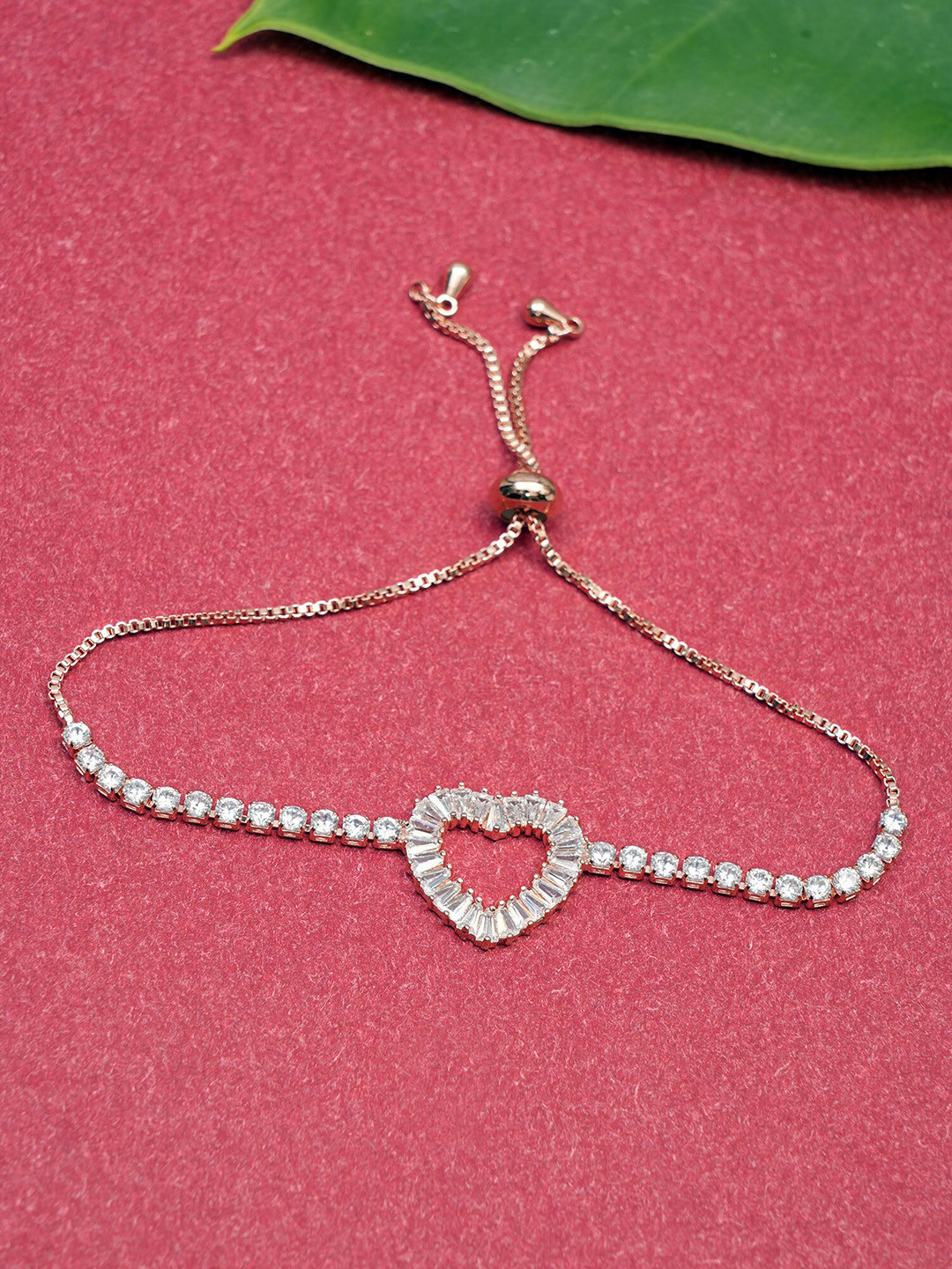 Designbox Women Silver-Plated CZ Adjustable Wraparound Bracelet